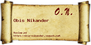 Obis Nikander névjegykártya